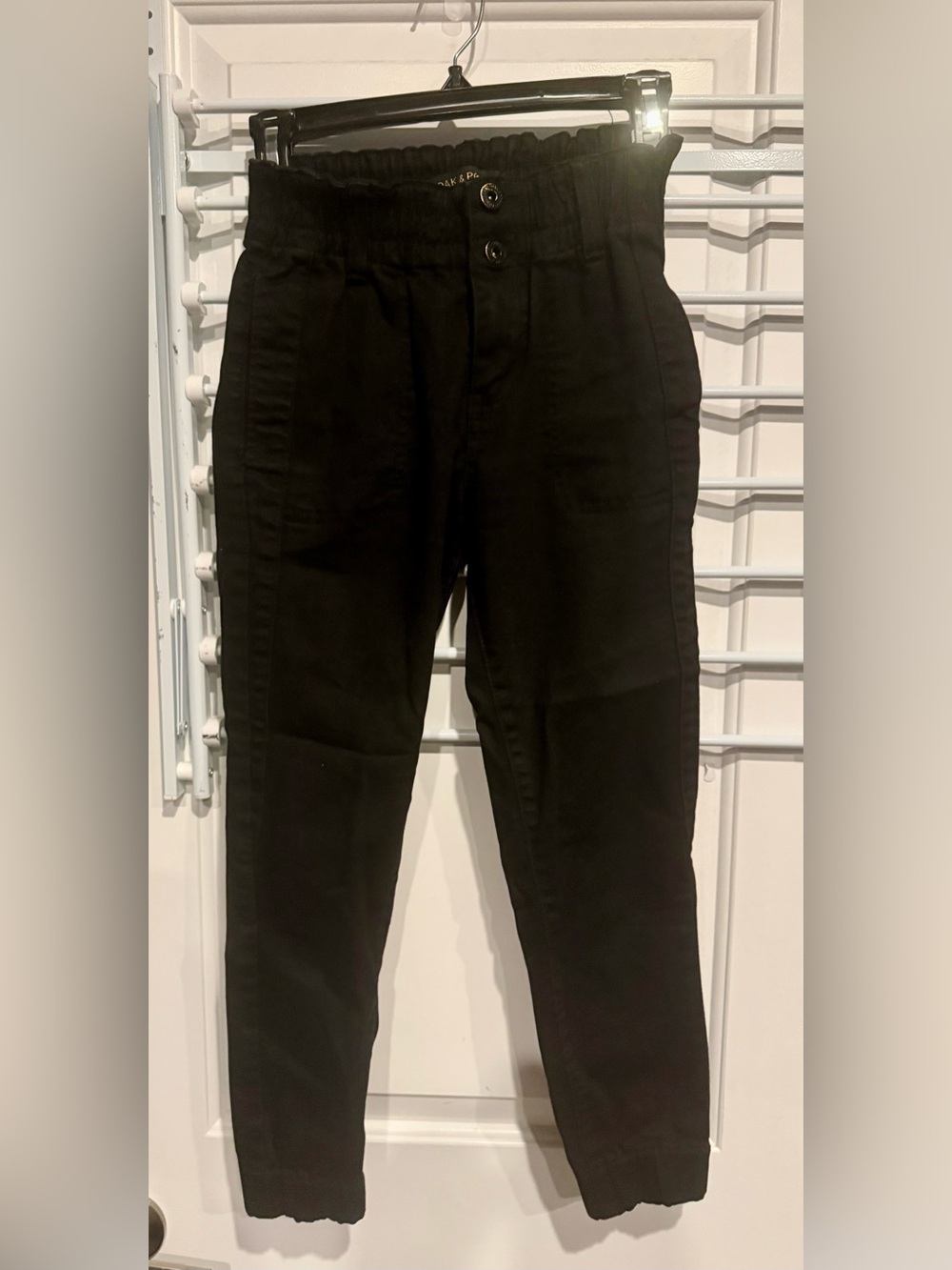 High-Waist Black Paperbag Chinos - Women's